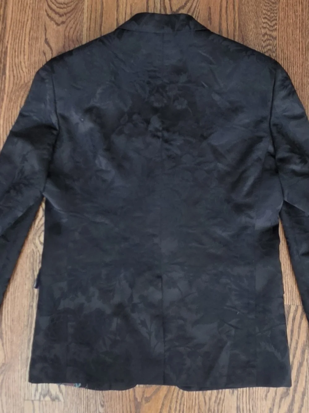 Black Men's ETRO Blazer with Colorful Peacock Floral Embroidery
